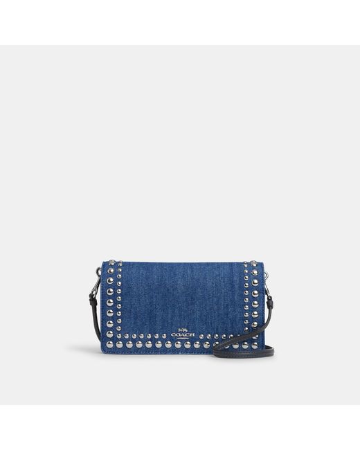 Coach Outlet Anna Foldover Clutch Crossbody With Rivets in Blue | Lyst