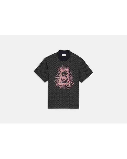 COACH Black Rave Bear T-shirt In Organic Cotton for men