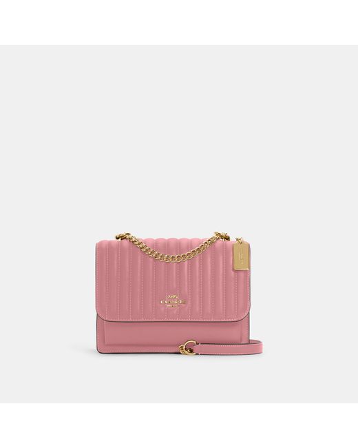 COACH Leather Klare Crossbody With Linear Quilting in Pink - Lyst