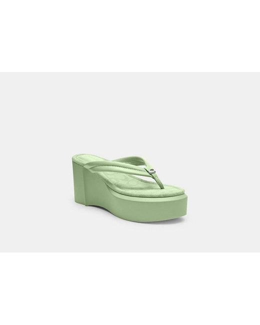 COACH Green Franki Flip Flop In Signature Jacquard