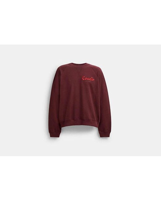 COACH Red New Year Coach Snake Script Sweatshirt for men