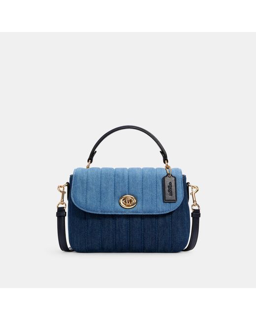 COACH Blue Marlie Top Handle Bag Satchel With Quilting