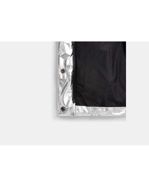 COACH Black Puffer Vest In Metallic