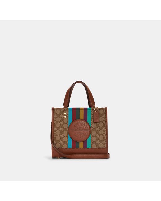 Coach Outlet Brown Dempsey Tote 22 In Signature Jacquard With Stripe And Coach Patch
