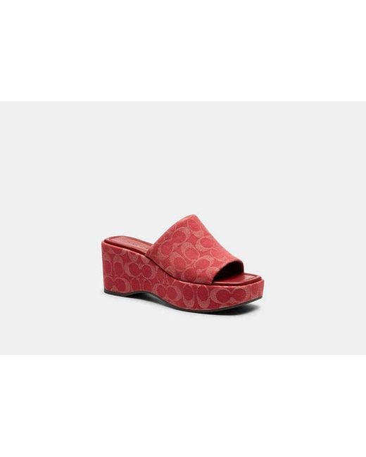 COACH Red Phoebe Platform Sandal
