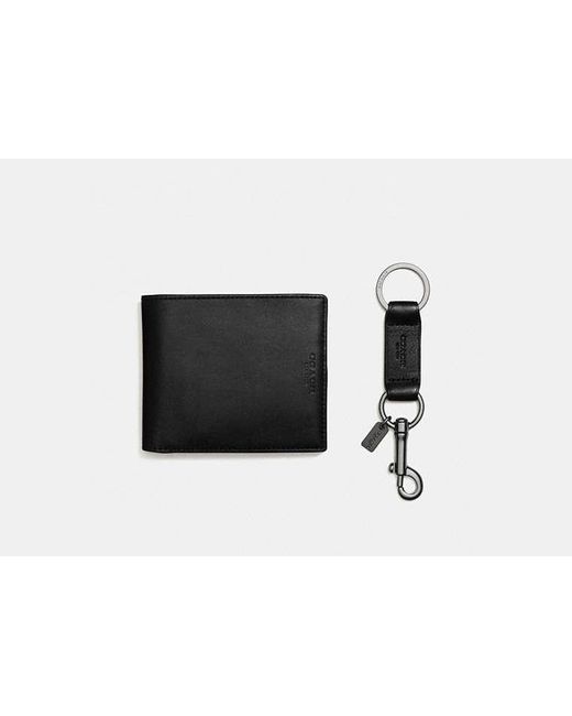Coffret-cadeau avec portefeuille 3 en 1 COACH pour homme en coloris Black