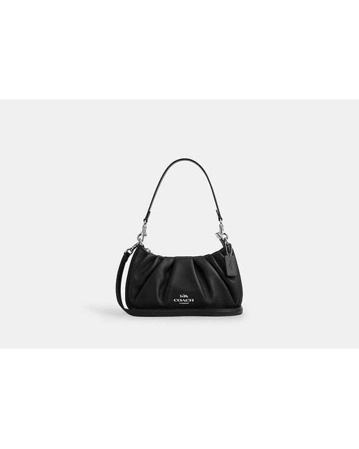 COACH Black Teri Shoulder Bag With Ruching