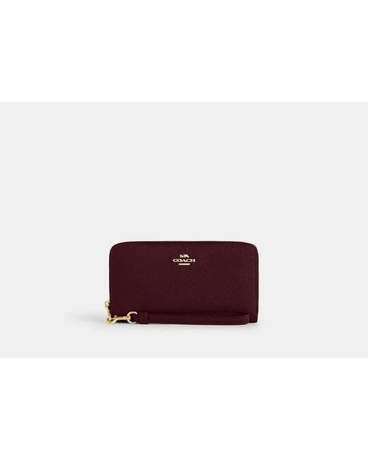 COACH Red Long Zip Around Wallet
