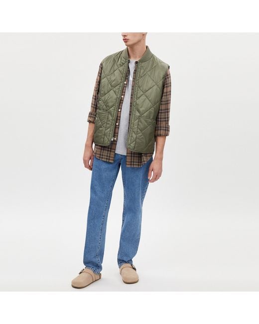 COACH Green Quilted Vest for men
