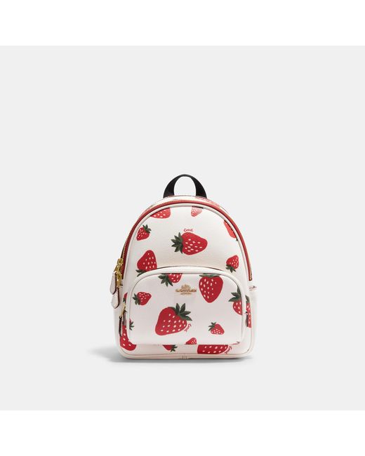 Coach Outlet Mini Court Backpack With Wild Strawberry Print in Red | Lyst