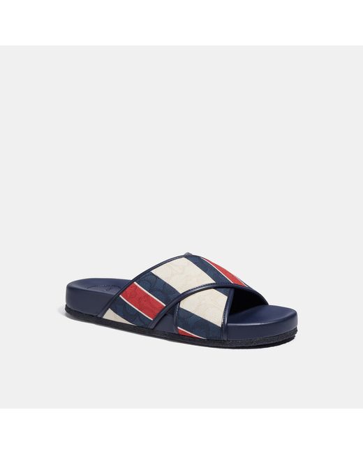 Coach Outlet Crossover Sandal With Stripes in Blue for Men | Lyst