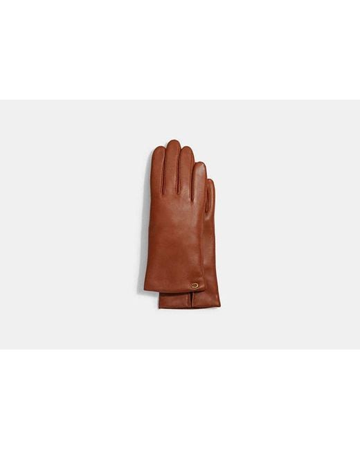 COACH Black Sculpted Signature Leather Tech Gloves