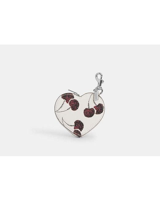 COACH Black Heart Bag Charm With Cherry Print