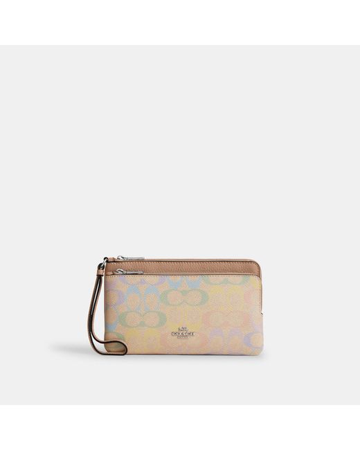 COACH Natural Double Zip Wristlet