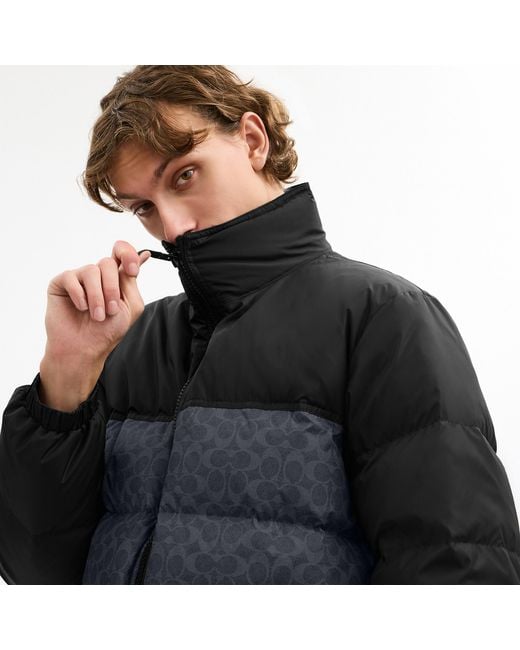 COACH Black Signature Down Jacket for men