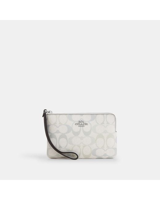COACH White Corner Zip Wristlet