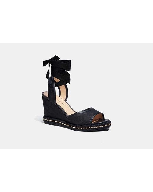 COACH Black Page Wedge In Recycled Signature Jacquard