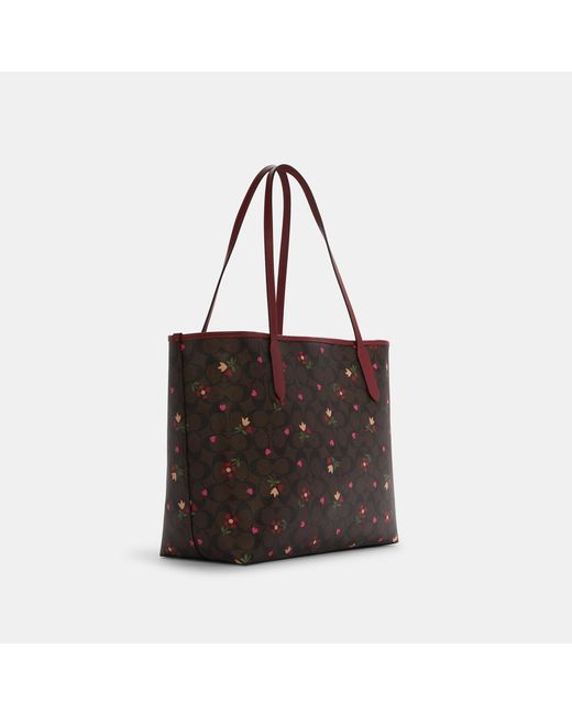 Coach Outlet City Tote In Signature Canvas With Heart Cherry Print