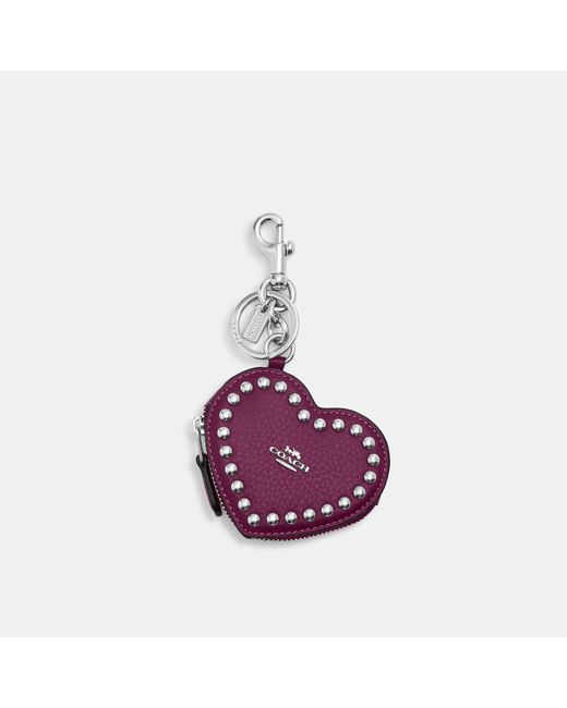 Coach Outlet Purple Heart Pouch With Rivets
