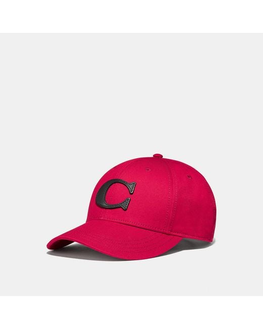 COACH Red Varsity C Cap for men