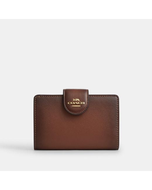 COACH Brown Medium Corner Zip Wallet