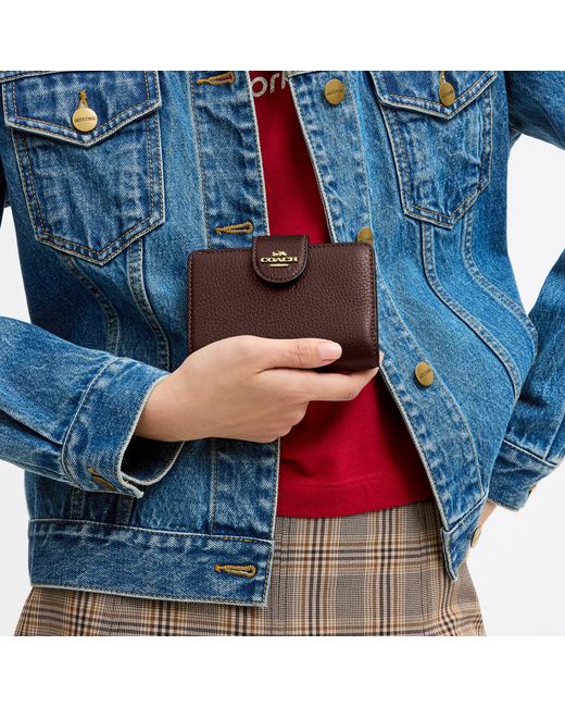 COACH Brown Medium Corner Zip Wallet