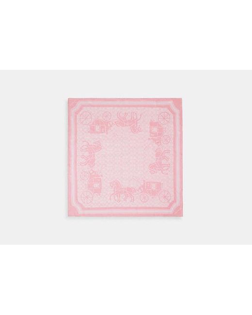 COACH Pink Signature Horse And Carriage Silk Square Scarf