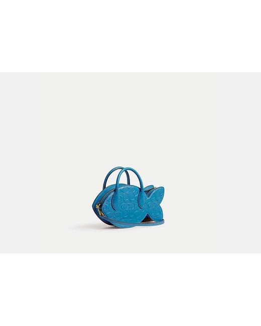 COACH Fish Bag In Signature Leather in Blue