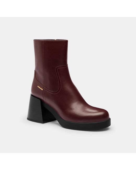 COACH Brown Block Heel Boot