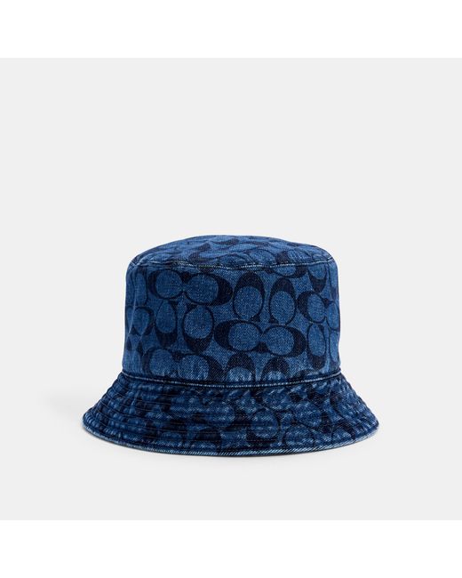 COACH Blue Signature Foldable Bucket Hat