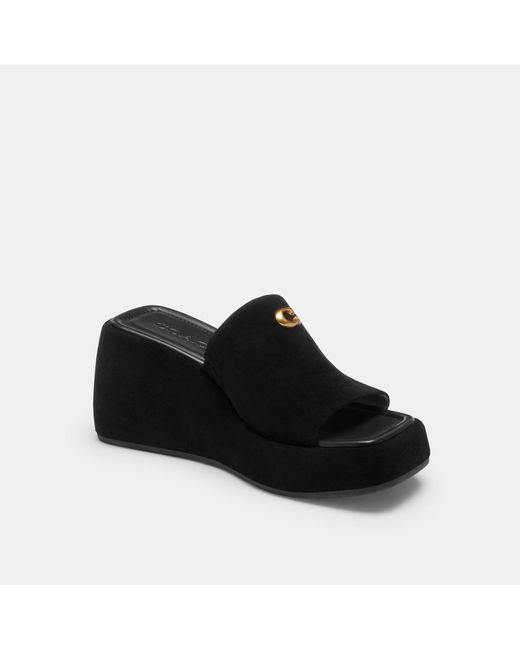 COACH Black Marie Platform Sandal