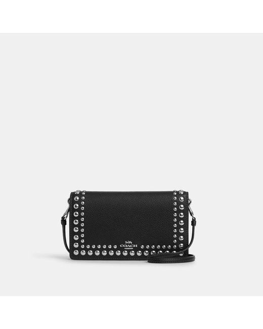Coach Outlet Anna Foldover Clutch Crossbody With Rivets in Black | Lyst