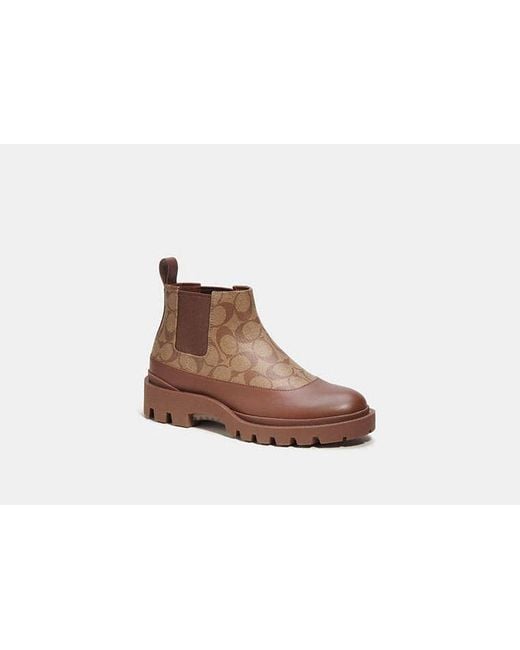 COACH Brown Citysole Chelsea Boot In Signature Canvas for men