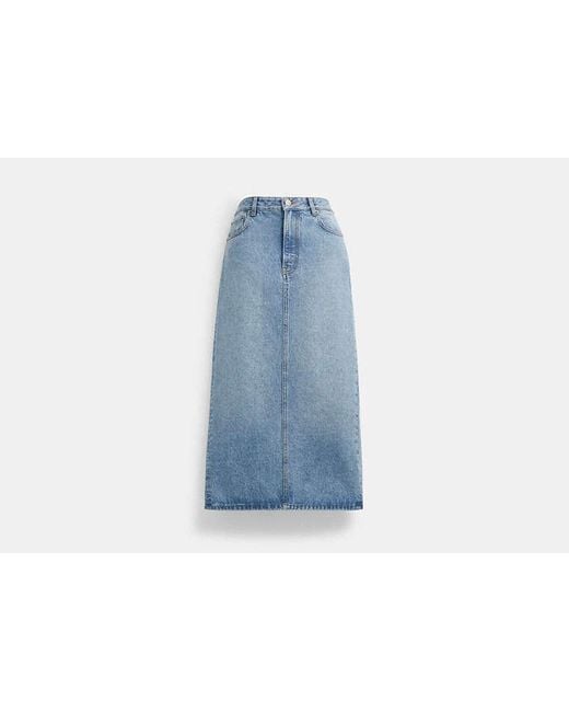 COACH Blue Long Denim Skirt