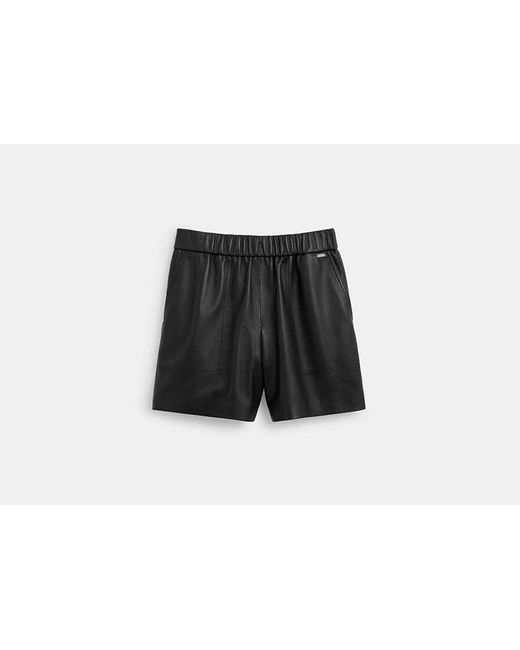 COACH Black Leather Shorts