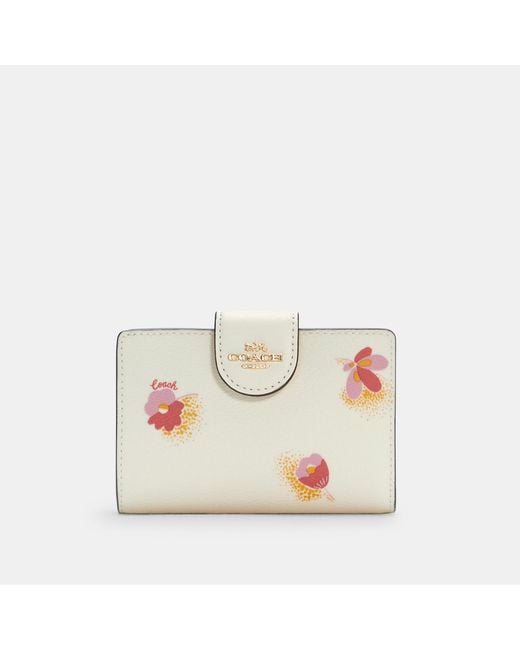 COACH Medium Corner Zip Wallet With Pop Floral Print in White | Lyst