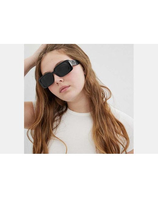 COACH Narrow Rectangle Sunglasses in Black | Lyst
