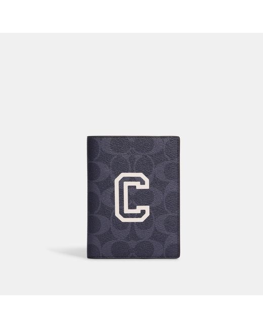 Coach Outlet Passport Case In Signature Canvas With Varsity Motif in