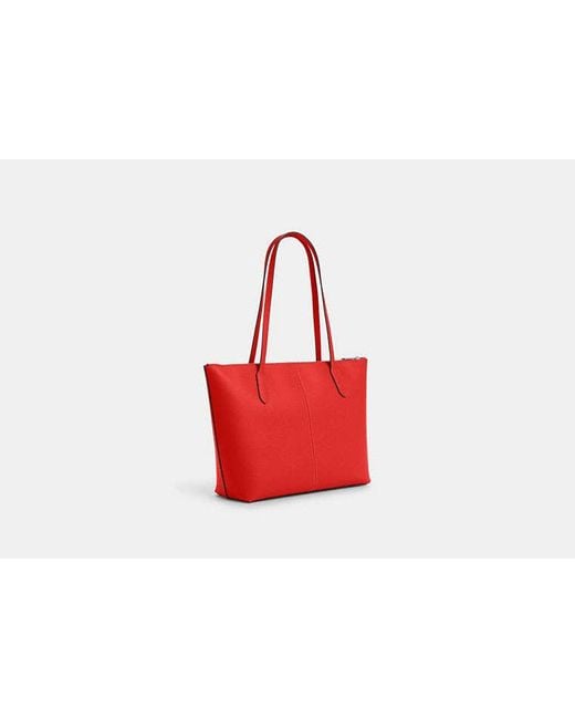 COACH Red Zip Top Tote Bag