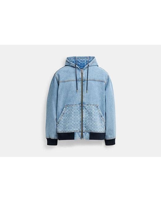 COACH Blue Signature Denim Zip Jacket for men