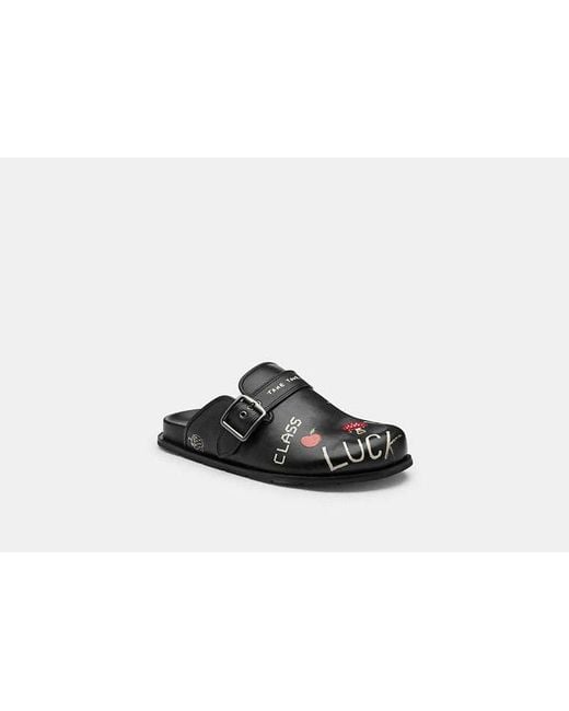 COACH Black Buckle Clog With Sketch Print for men