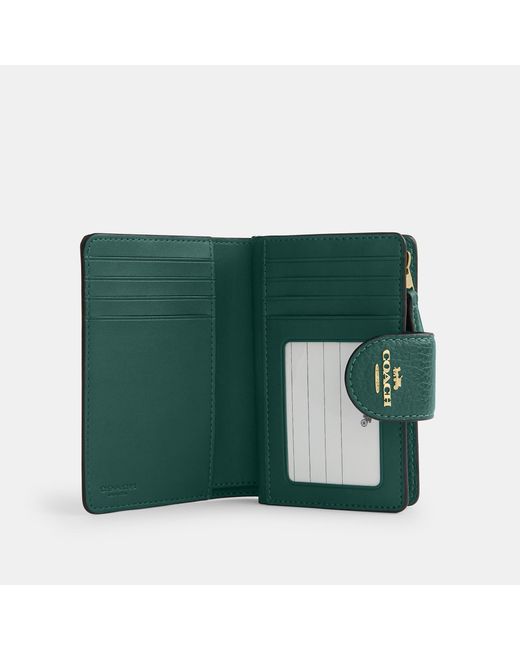 COACH Green Medium Corner Zip Wallet