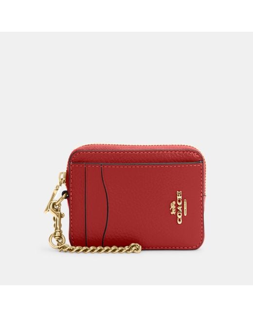 Coach Outlet Red Zip Card Case