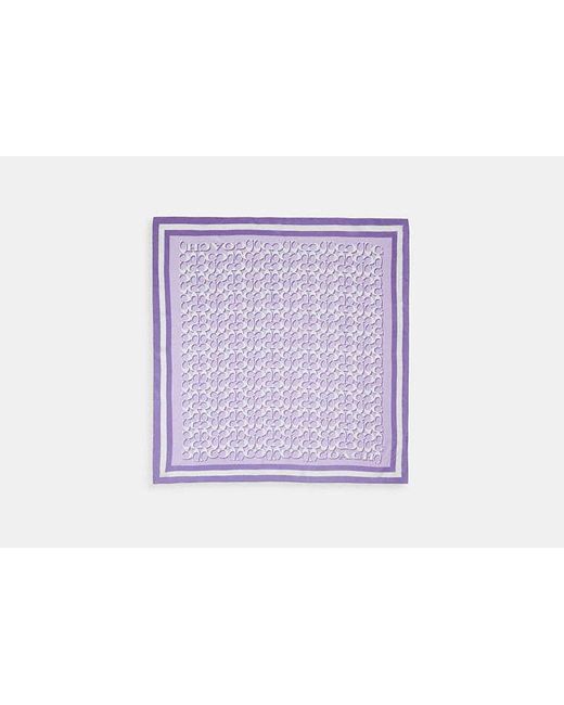 COACH Purple Signature Print Silk Square Scarf