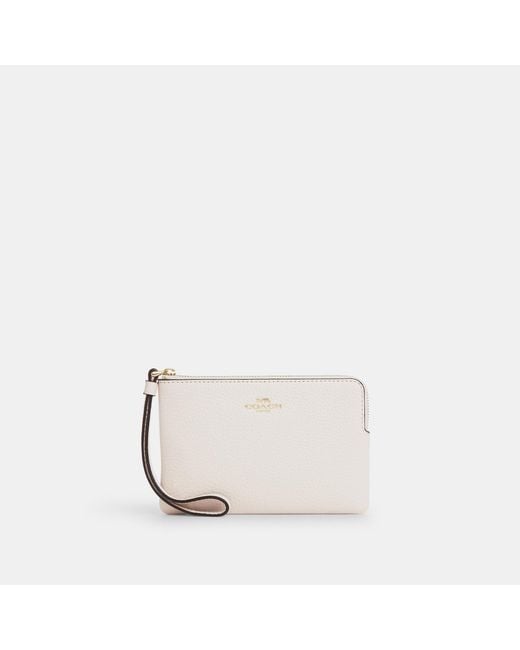COACH White Corner Zip Wristlet
