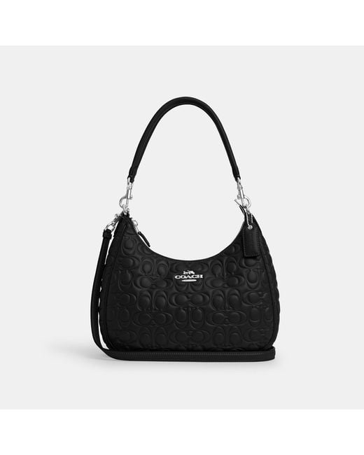 COACH Teri Hobo With Signature Leather in Black Lyst