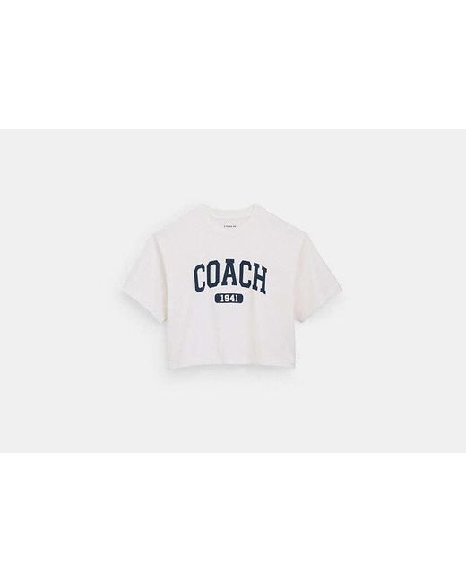 COACH White Varsity Cropped T Shirt