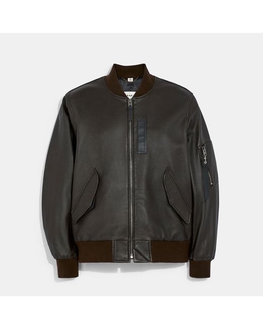 Coach Outlet Leather Ma 1 Jacket in Brown for Men Lyst