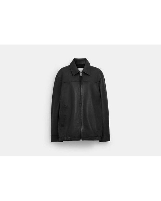 COACH Black Oversized Leather Jacket