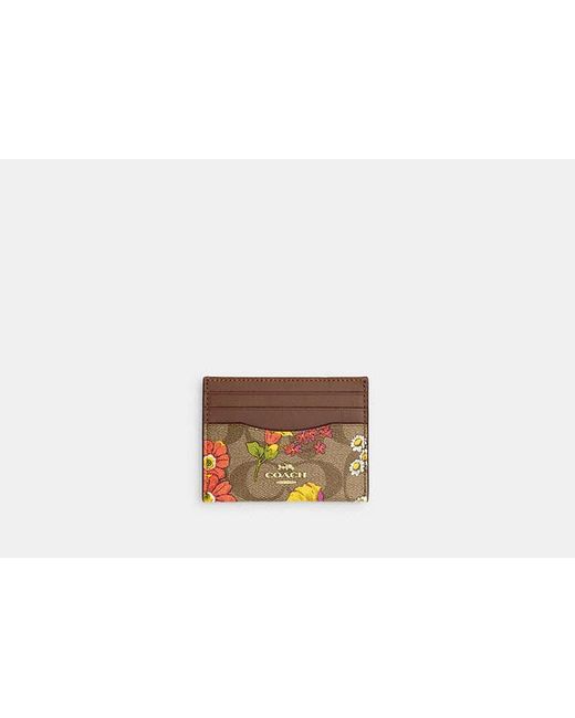 COACH Black Slim Id Card Case In Signature Canvas With Floral Print